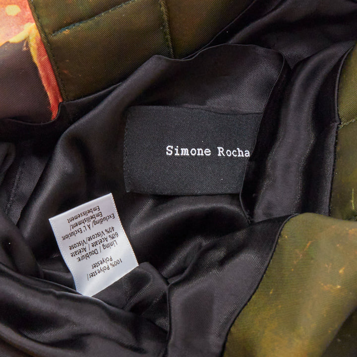 rare SIMONE ROCHA Ming Dynasty Maiden print embellished green nylon tote bag