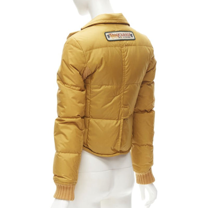 DSQUARED2 mustard white goose down padded 3-pocket blazer jacket IT38 XS