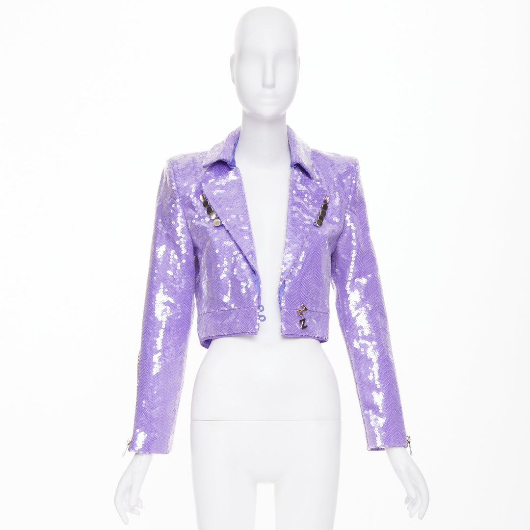 ZHIVAGO That Old Houdini Magic purple pink heat activated sequin jacket UK6 XS