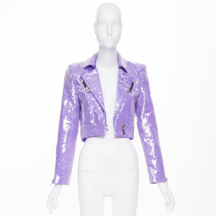 ZHIVAGO That Old Houdini Magic purple pink heat activated sequin jacket UK6 XS