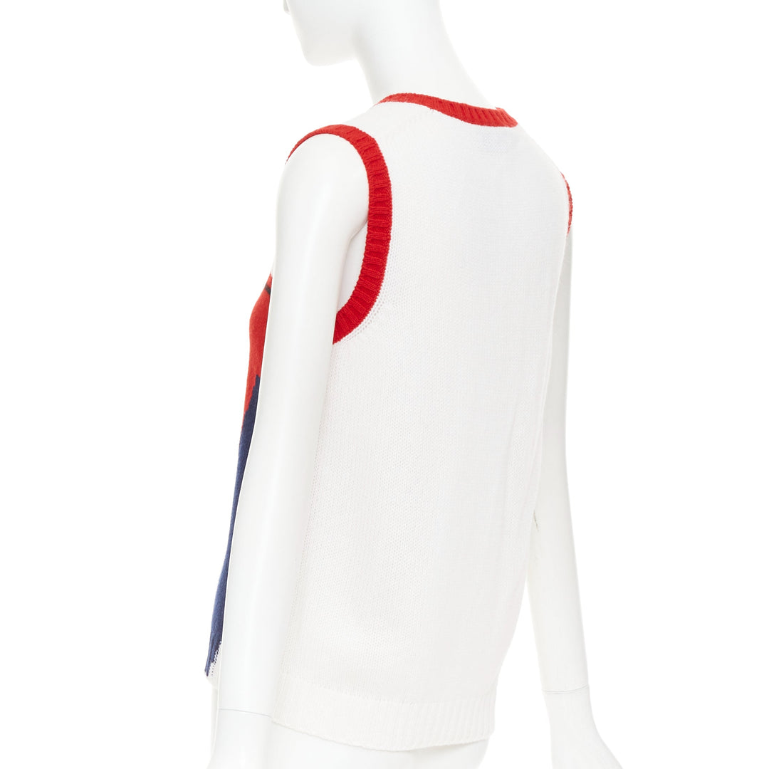 PRADA 2016 Runway 100% cashmere colorblocked intarsia sweater vest IT38 XS
