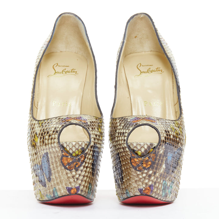 CHRISTIAN LOUBOUTIN Highness 160 butterfly leather platform peep heels EU36