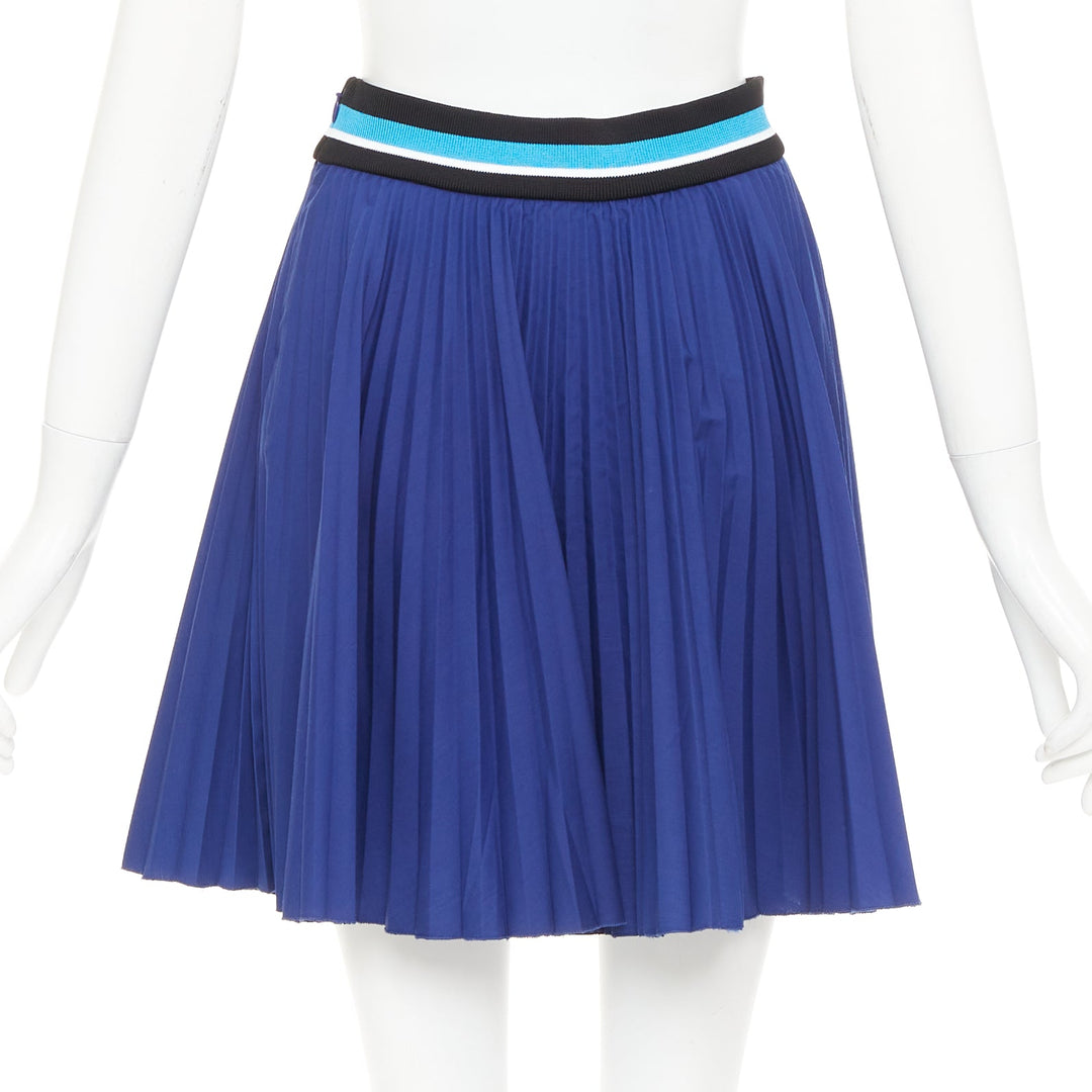 PRADA 2014 royal blue ribbed waistband accordion pleated tennis skirt IT38 XS