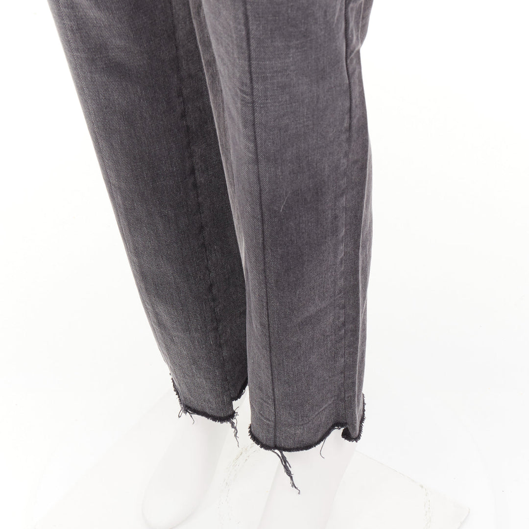 MAISON MARGIELA grey washed denim patchwork waistband print back raw hem jeans S