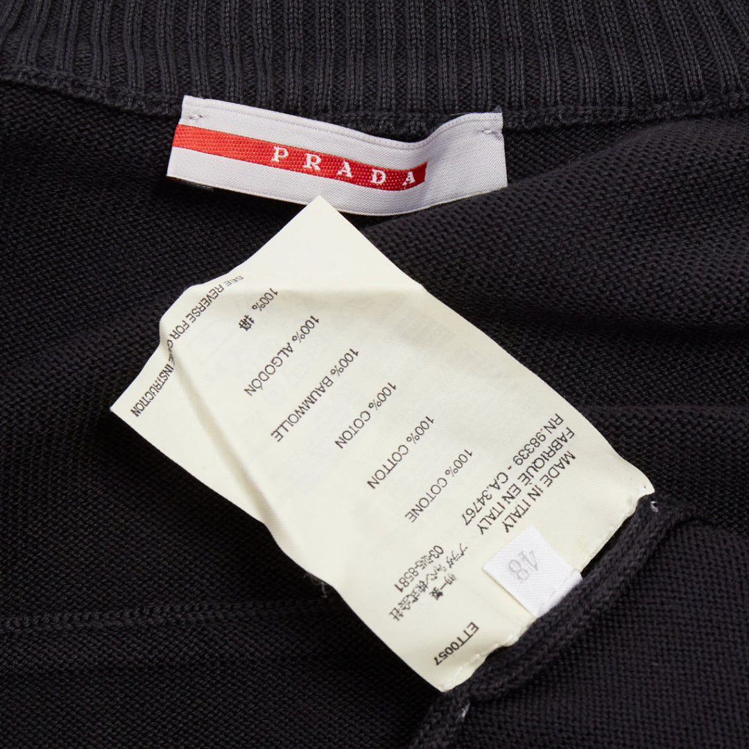 PRADA 2012 cotton full zip mock neck knit cardigan washed effect sweater IT48 M