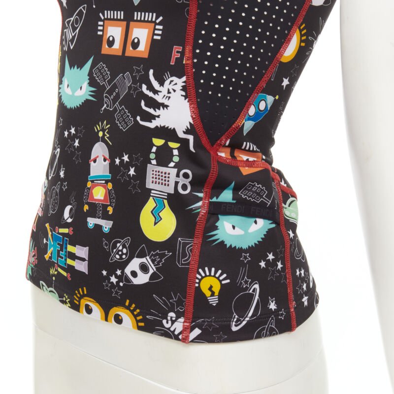 FENDI Activewear black FF robot Monster Eye tank top XS