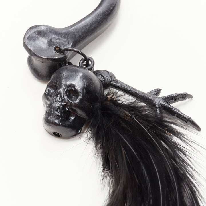 VL PARIS black metal skull raven claw feather goth bone bangle
