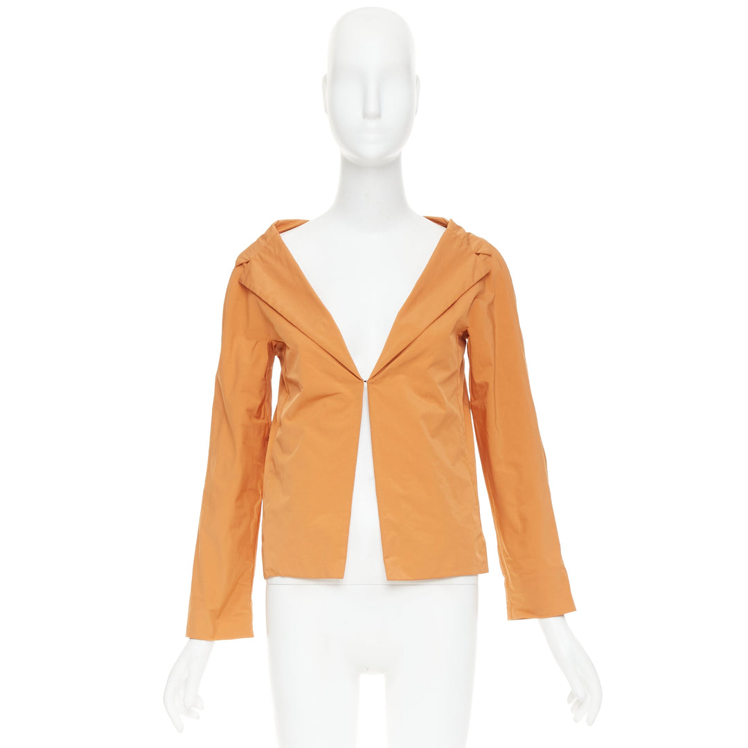 MARNI orange nylon blend notch lapel single breasted cropped blazer IT36 XXS