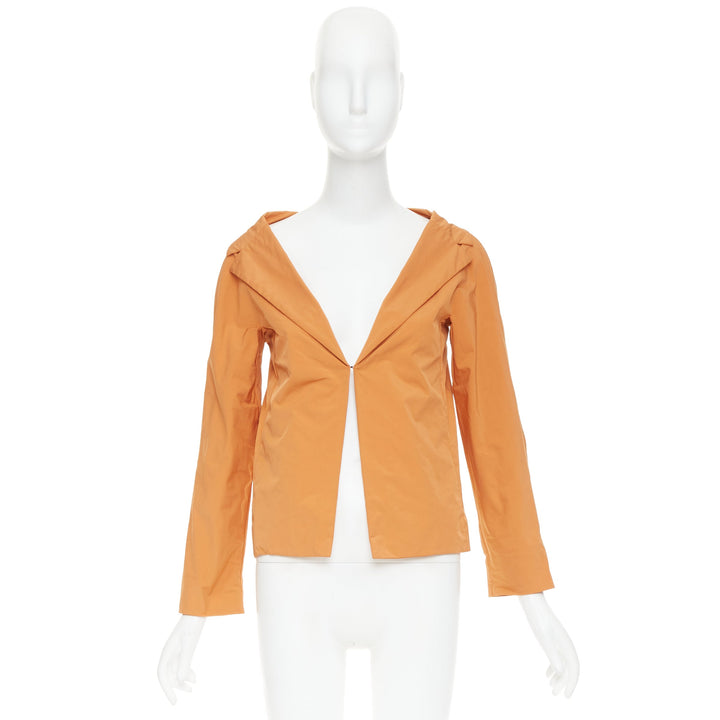 MARNI orange nylon blend notch lapel single breasted cropped blazer IT36 XXS