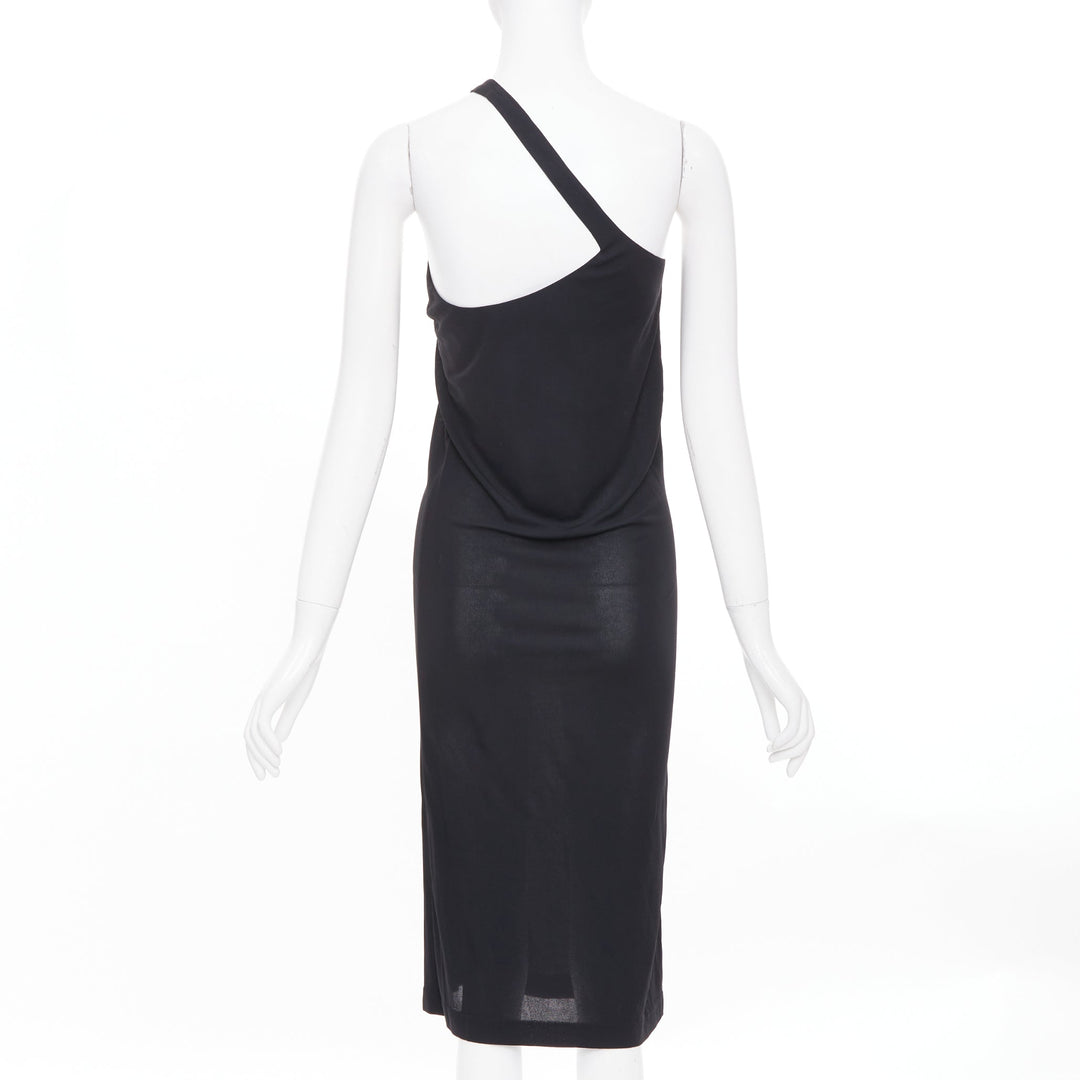 CHLOE Vintage noir viscose one shoulder asymmetrical cocktail dress FR36 S