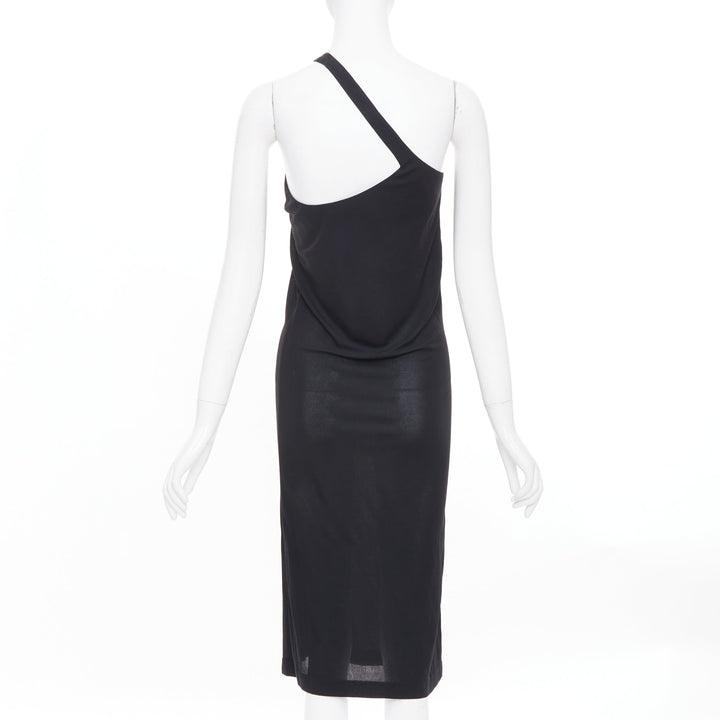 CHLOE Vintage noir viscose one shoulder asymmetrical cocktail dress FR36 S