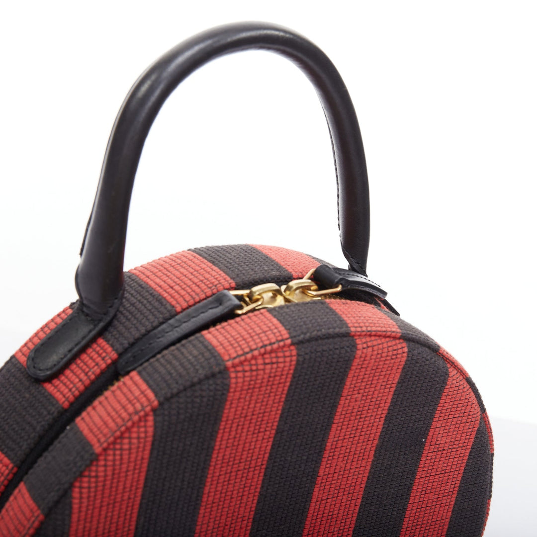 MANSUR GAVRIEL Circle black red striped fabric leather trim crossbody bag