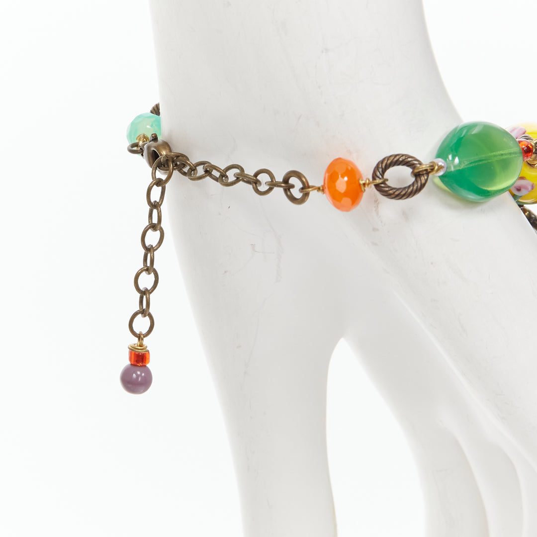 PHILIPE FERRANDIS colorful charms bird resin frame chain bracelet