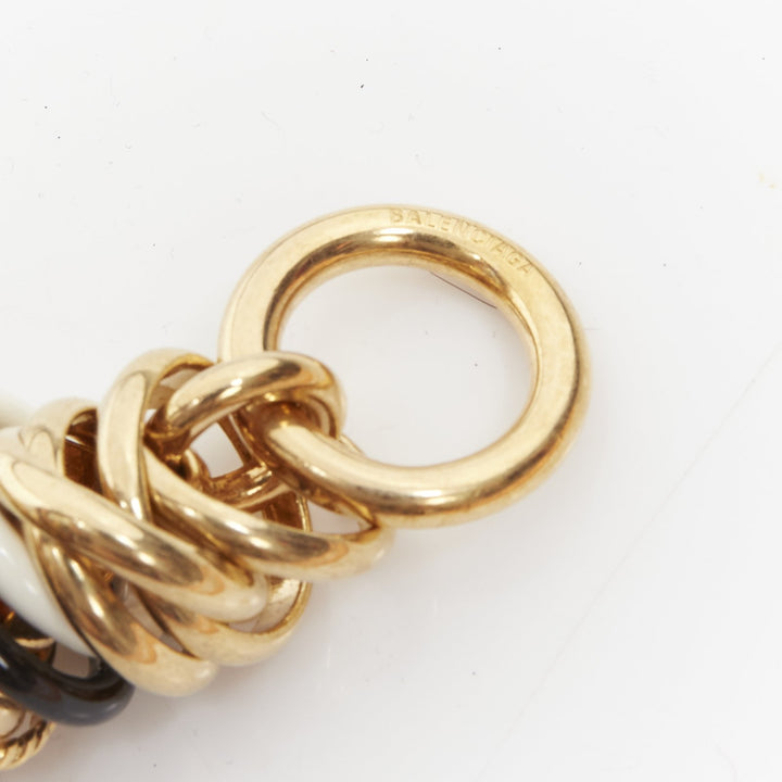 rare BALENCIAGA Demna Artisanal multi gold black white rings linked bracelet