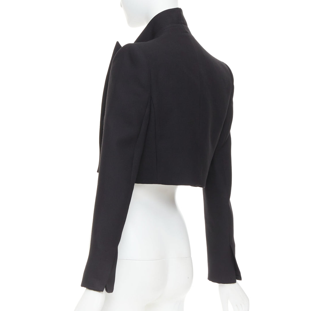 ALEXANDRE VAUTHIER COUTURE black stand peak lapel cropped tuxedo blazer jacket