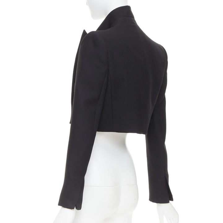 ALEXANDRE VAUTHIER COUTURE black stand peak lapel cropped tuxedo blazer jacket