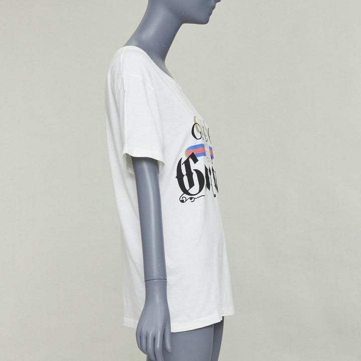 GUCCI Garden off white double logo print embroidered back tshirt XS