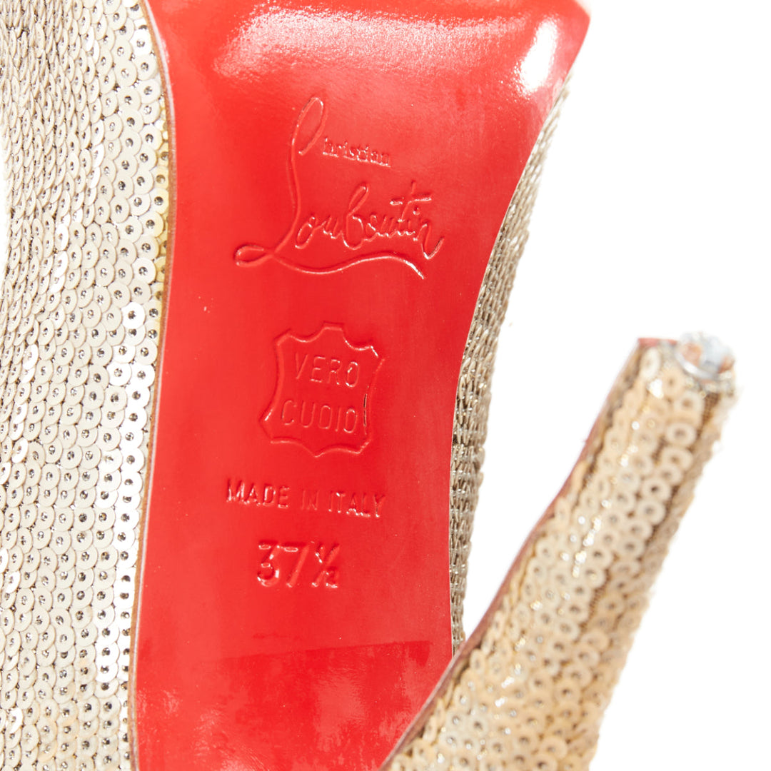 CHRISTIAN LOUBOUTIN Fifi 100 gold sequinned almond toe pumps EU37.5