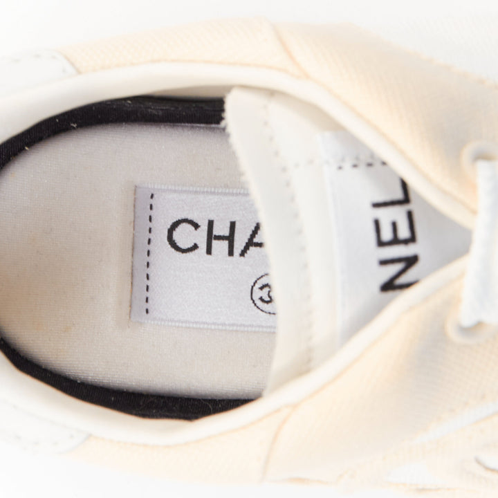 CHANEL 24C CC Canvas Sport Trainer white beige CC quilted sneakers EU38