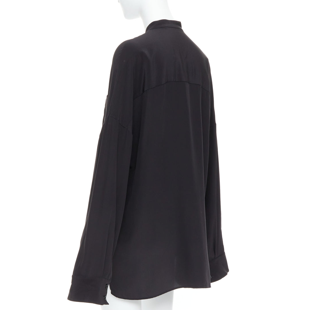 HAIDER ACKERMANN 100% silk black drop shoulder oversized shirt FR38 M