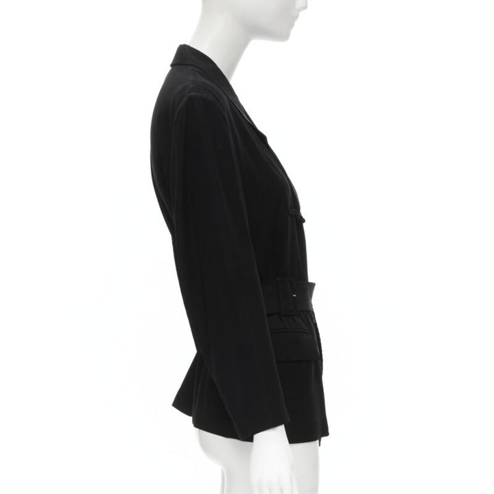 vintage COMME DES GARCONS 1988 black chinese knot semi detached hem blazer S