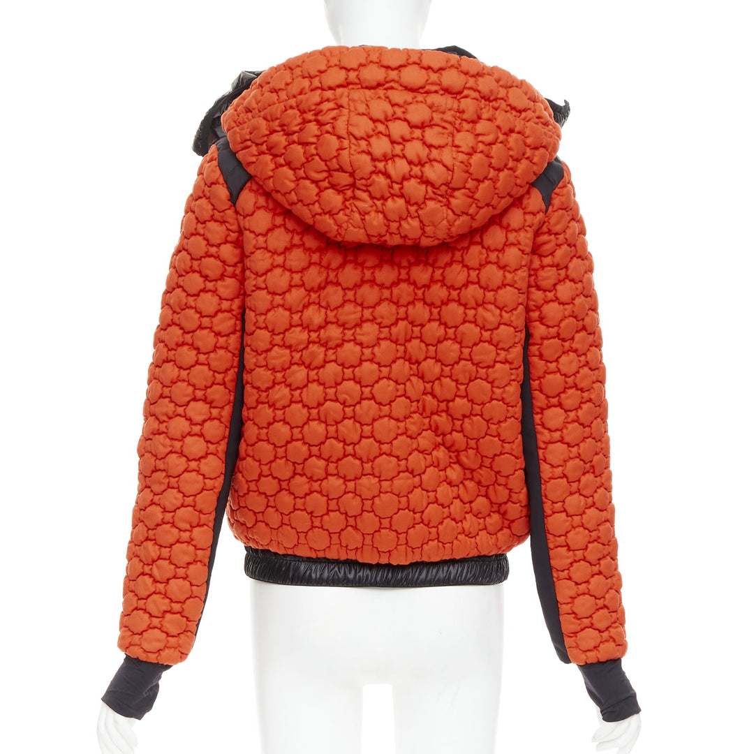 MONCLER Grenoble Soubeyran orange wool texture quilted down ski jacket Sz1 S