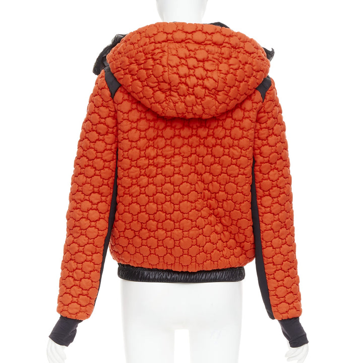 MONCLER Grenoble Soubeyran orange wool texture quilted down ski jacket Sz1 S