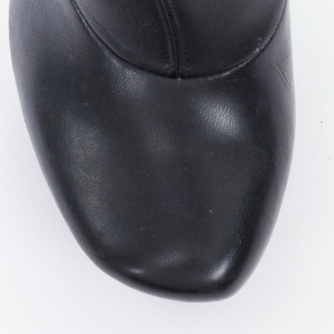 BALENCIAGA 2008 Runway smooth black leather horn cone heel platform boots EU37.5