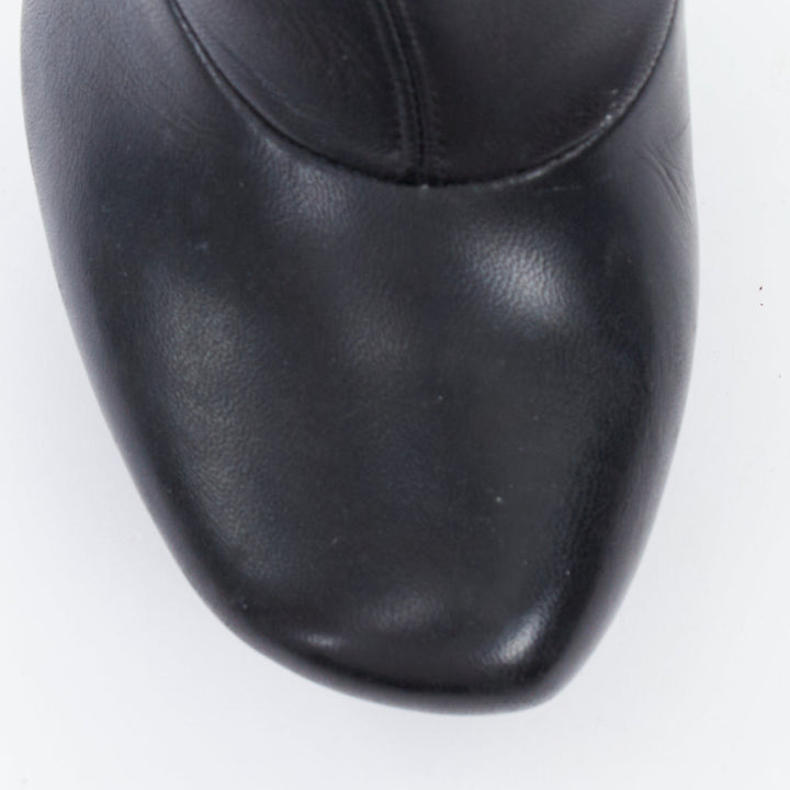BALENCIAGA 2008 Runway smooth black leather horn cone heel platform boots EU37.5