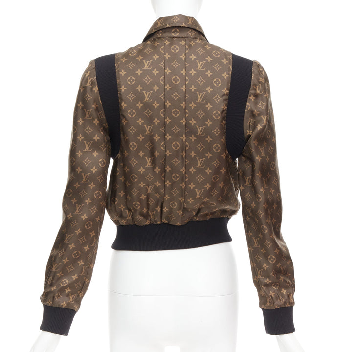LOUIS VUITTON 2021 Reversible LV monogram cropped bomber jacket FR36 S
