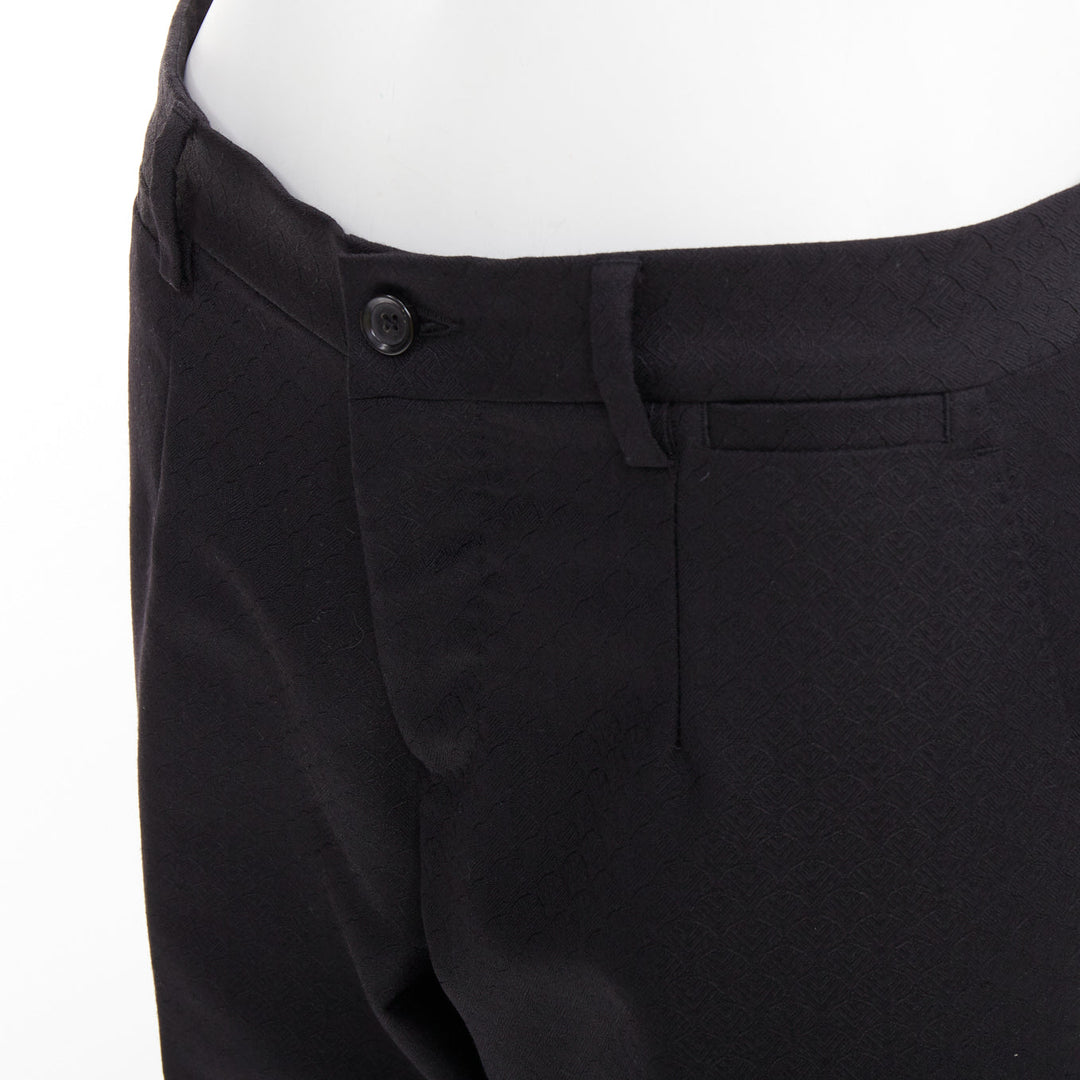 DOLCE GABBANA black wool mohair scaled pattern jacquard cropped trousers IT44 XS