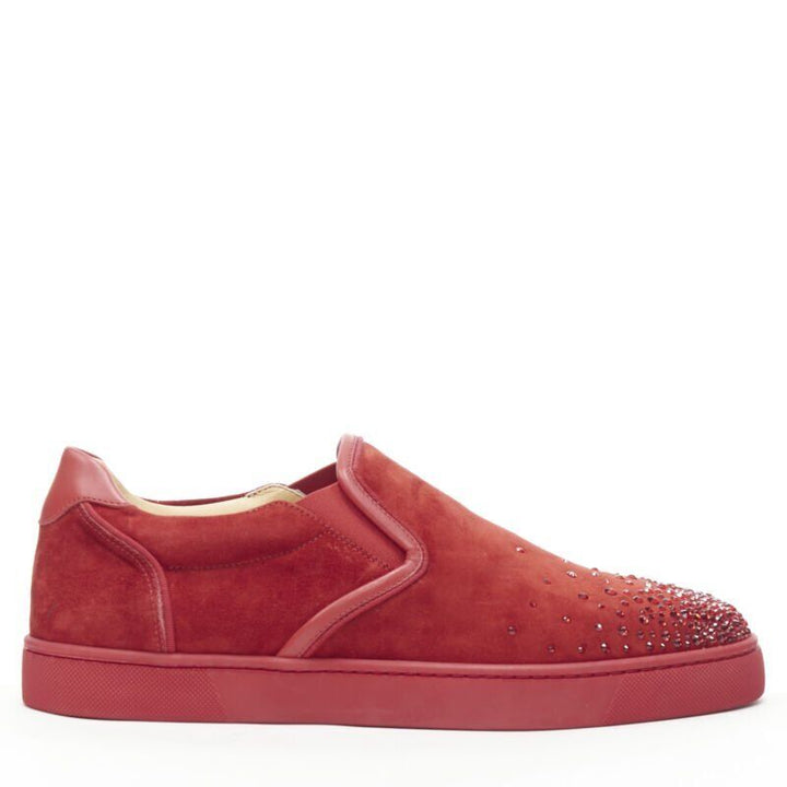 CHRISTIAN LOUBOUTIN Sailor Boat red suede degrade strass low sneaker EU41.5