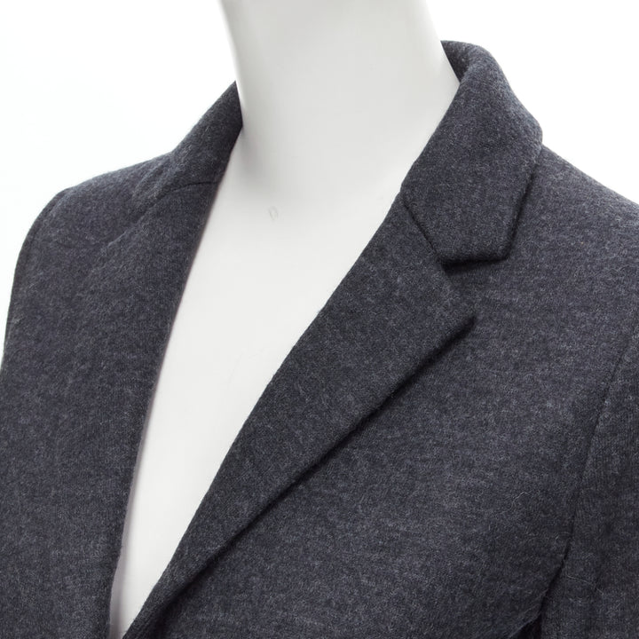 THE ROW Haven dark charcoal grey virgin wool 3/4 sleeve short blazer US2 XS