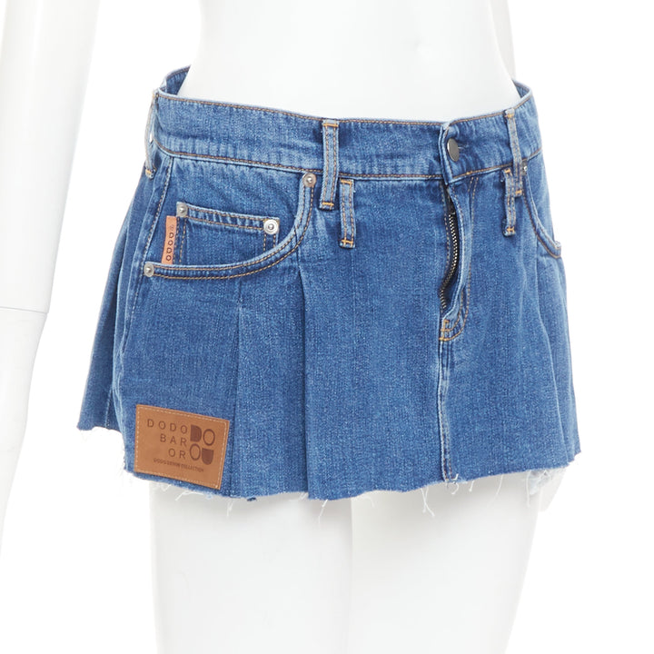DODO BAR OR Lennon Mini Skirt blue pleated front brown tag short skirt IT34 S
