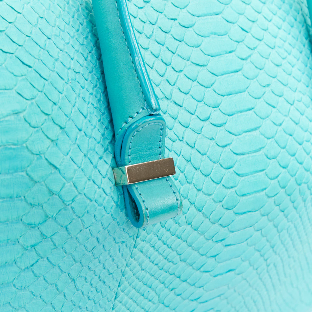 VICTORIA BECKHAM Seven Satchel turquoise scaled leather top handle bag