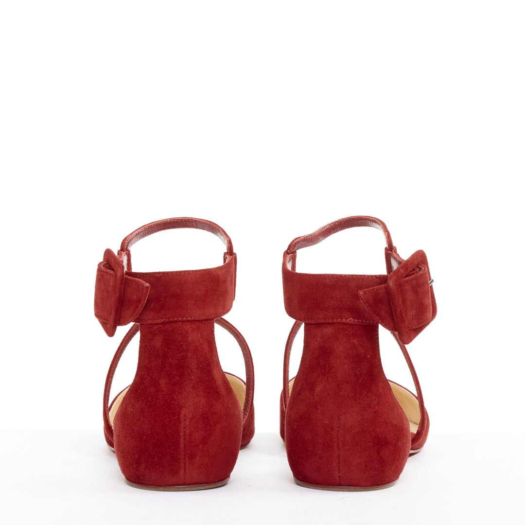 CHRISTIAN LOUBOUTIN Suzanna Flat Veau Velours Carmin red suede pointy flats EU