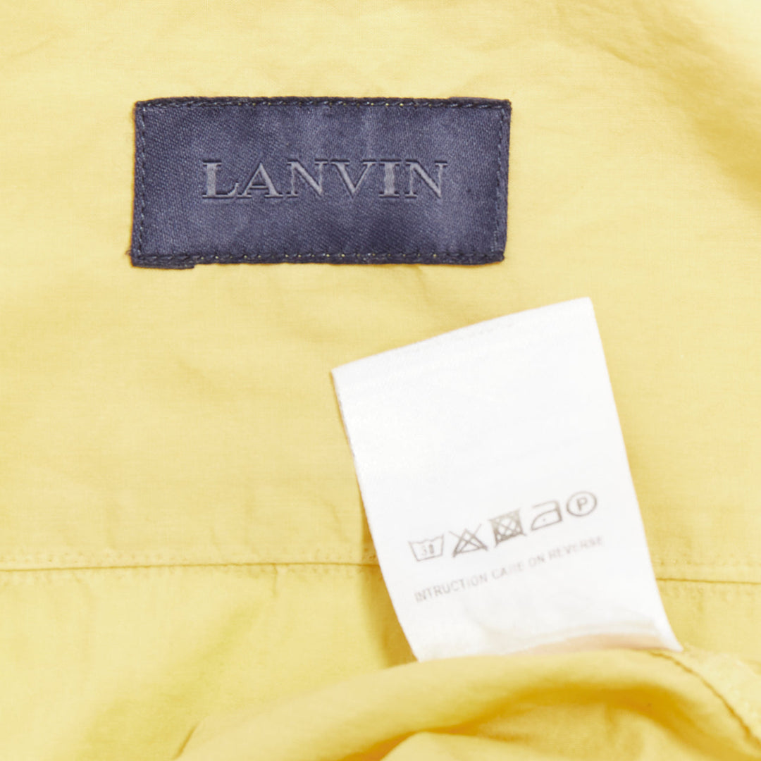 LANVIN butter yellow cotton bishop collar button up dress shirt EU40 L