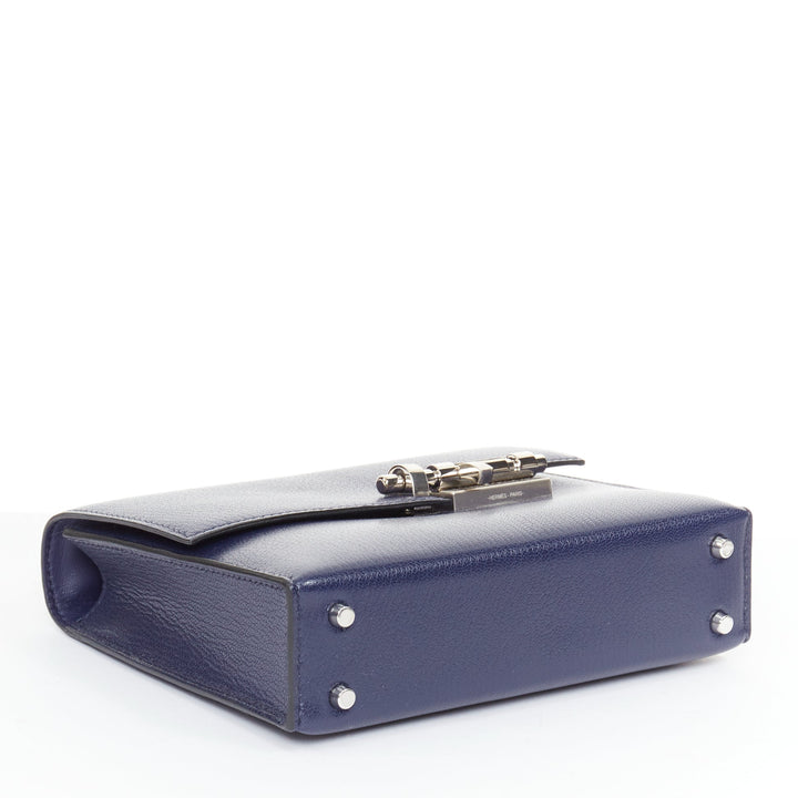 HERMES Runway Verrou Chaine Mini deep blue chevre leather shoulder handbag bag