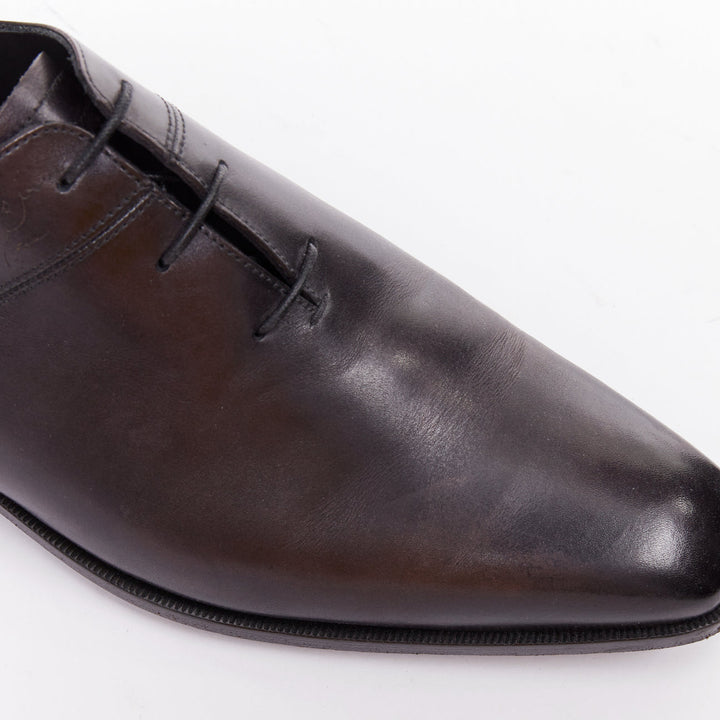 BERLUTI Alessandro grey calf leather Scritto calligraphy loafer shoes UK8 EU41