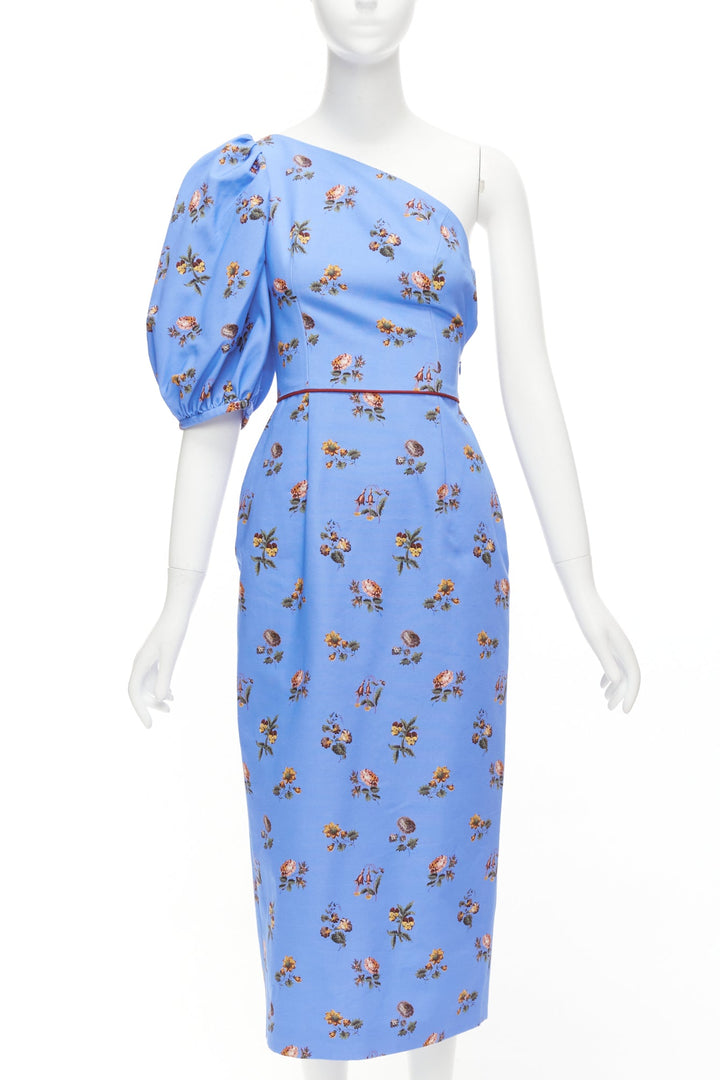 Female mannequin wearing Markarian Laurel Blue Cotton Women Cocktail Dresses in Size US0 | Available at JHROP