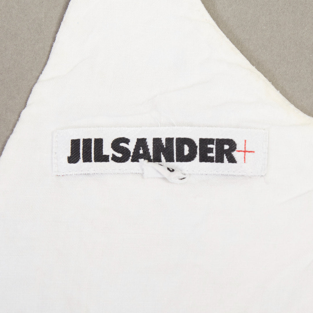 JIL SANDER+ cream 3D twist floral embroidery self tie crop top camisole FR36 S