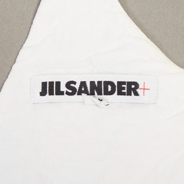 JIL SANDER+ cream 3D twist floral embroidery self tie crop top camisole FR36 S