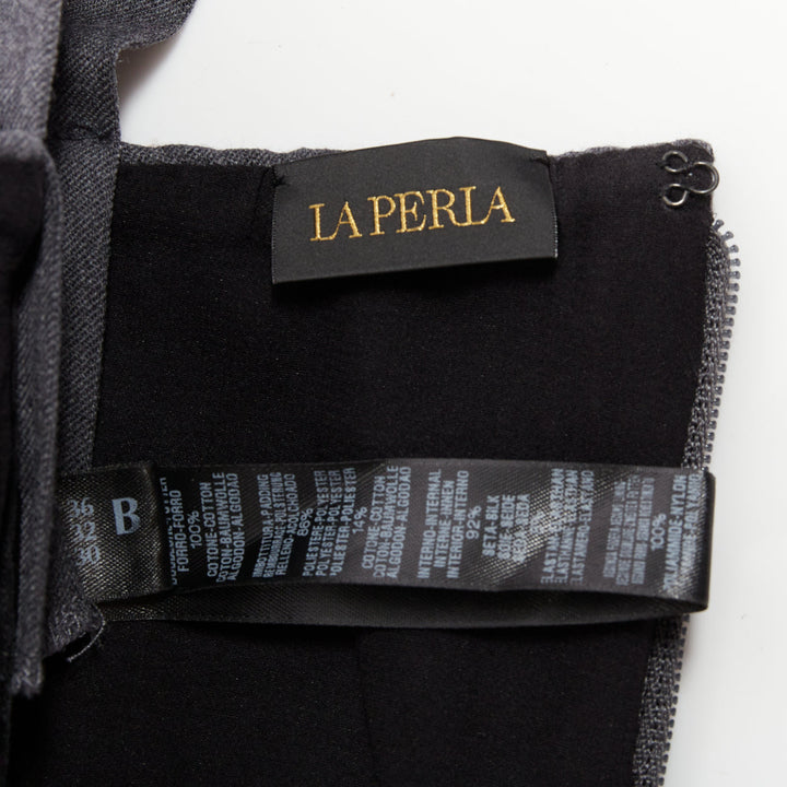 LA PERLA grey virgin wool gold studs cropped bustier top IT36B