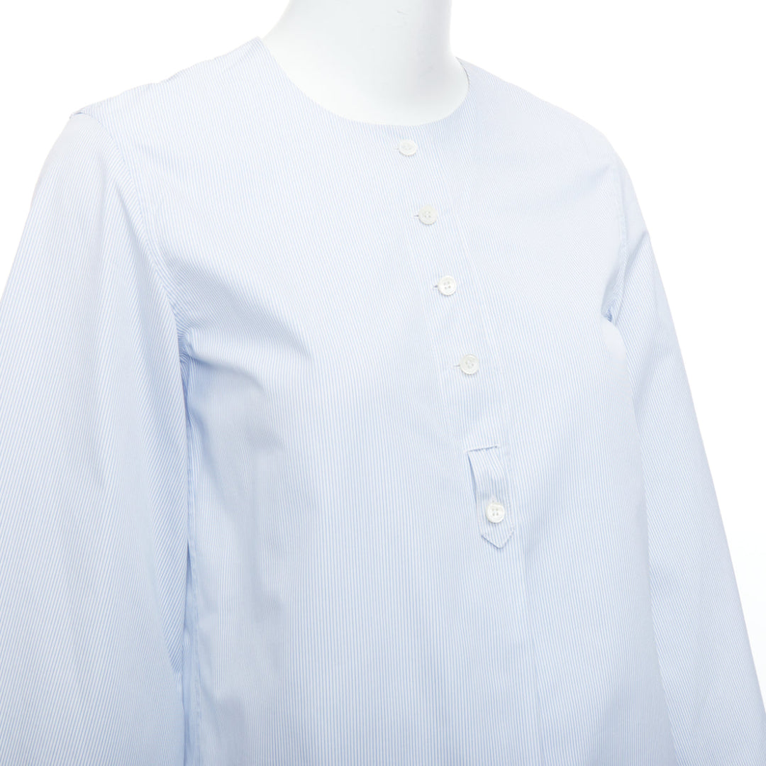 OLD CELINE Phoebe Philo blue pinstripe flare cuffed shirt top FR34 XS