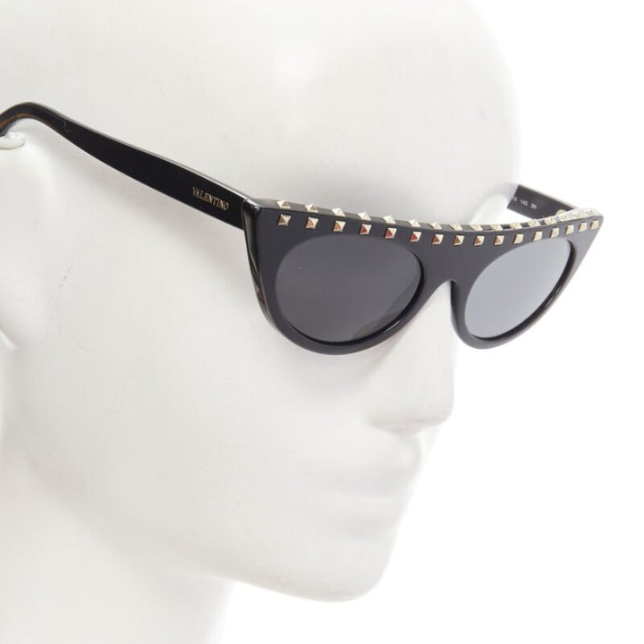 VALENTINO VA4018 Rockstud black gold studded cateye sunglasses