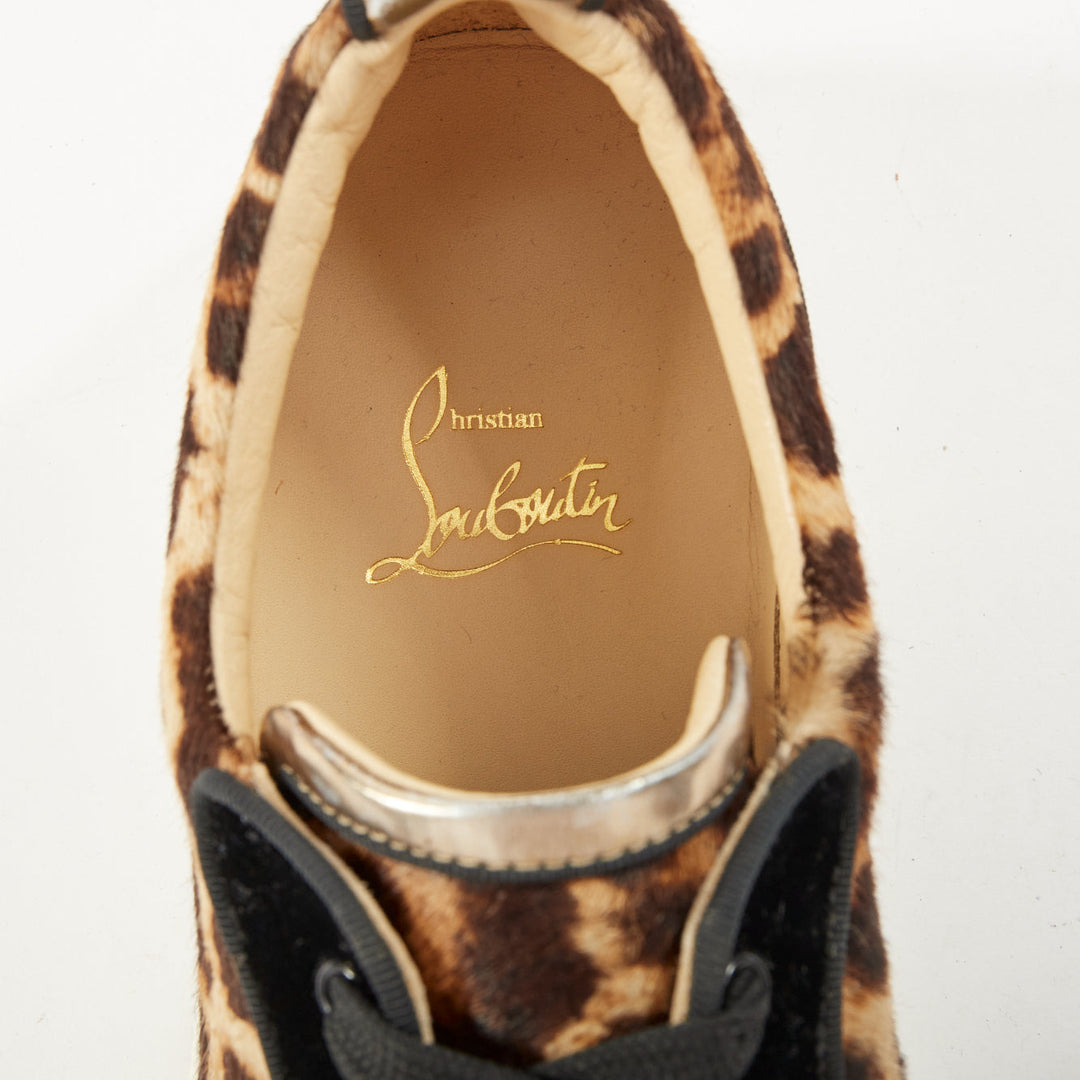 CHRISTIAN LOUBOUTIN Louis Junior Spikes leopard calf hair low top sneakers EU39