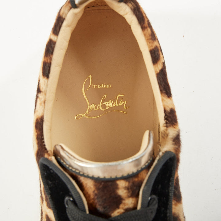 CHRISTIAN LOUBOUTIN Louis Junior Spikes leopard calf hair low top sneakers EU39
