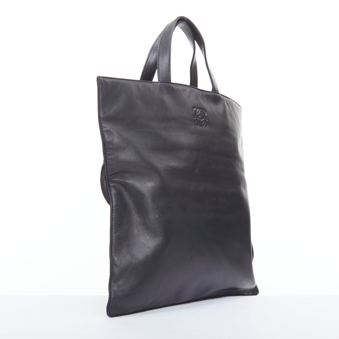 LOEWE Vintage black anagram logo soft leather square tote bag