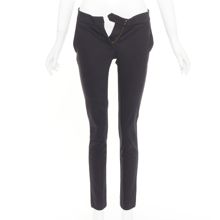 STELLA MCCARTNEY black cotton blend slash pockets cigarette trousers IT38 XS