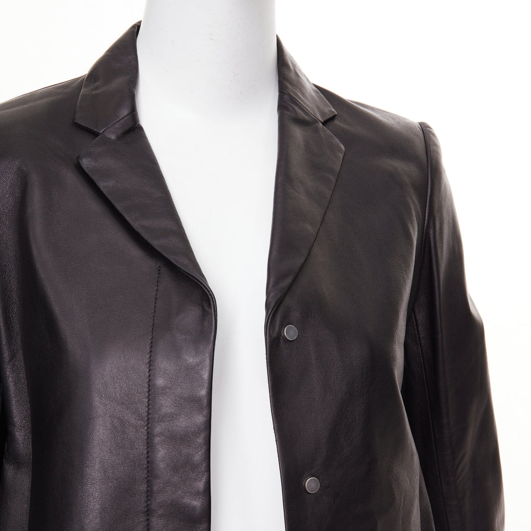 THE ROW black lambskin concealed snap minimalist black jacket blazer US2 S